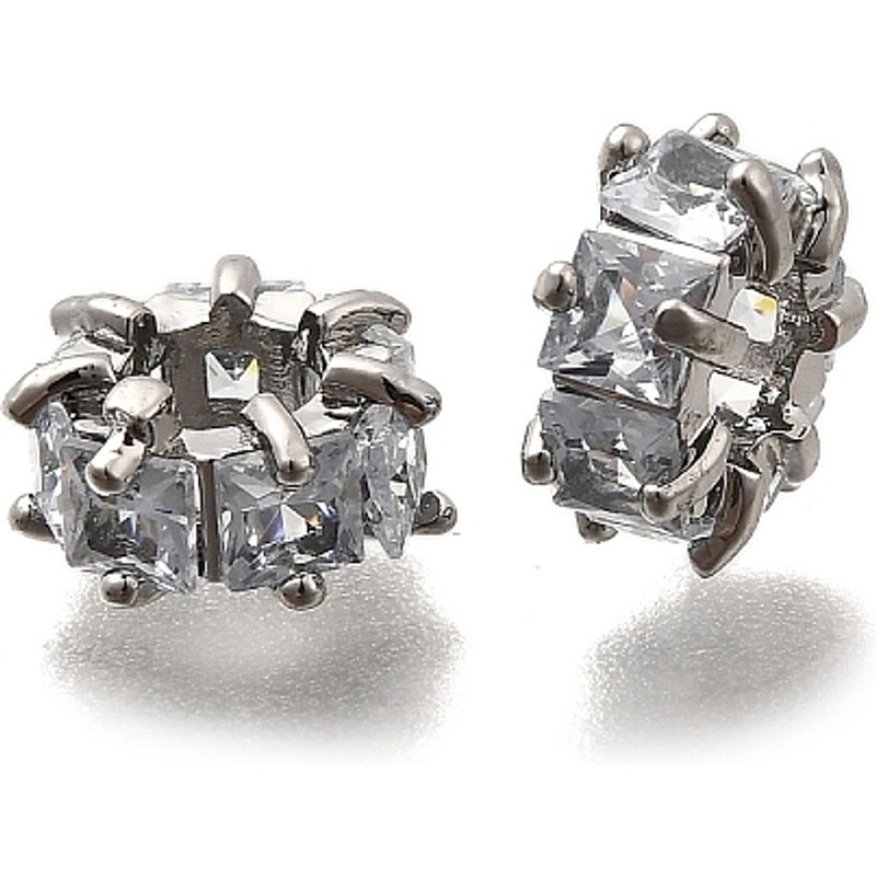Brass Micro Pave Clear Cubic Zirconia European Beads, Platinum — Jewelry Beads