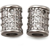 Brass Micro Pave Cubic Zirconia Beads, Column, Platinum, 7.5x6mm