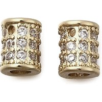 Brass Micro Pave Cubic Zirconia Column Beads, 18K Gold Plated — Jewelry Beads