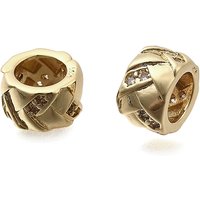 Brass Micro Pave Clear Cubic Zirconia European Beads, 8x5mm