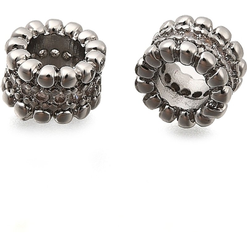 Perles Européennes en Zircon Cubique Micro Pave en Laiton, Rond, Grand Trou — Perles à bijoux