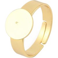 Brass Adjustable Finger Rings Findings with 18K Gold Plating — Jewelry Findings