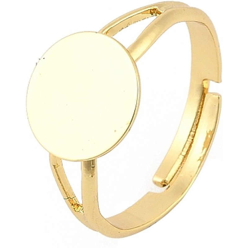 Brass Adjustable Finger Ring Findings with 18K Gold Plating — Jewelry Findings