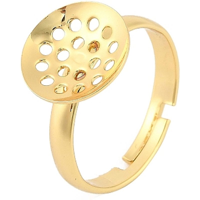 Bases de Bague Sieve Ajustables en Laiton, Plaqué Or 18K, Taille 7,5 — Accessoires pour bijoux