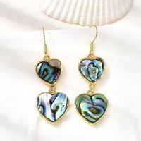 Brass Natural Abalone Shell Dangle Earrings 18K Gold Plated — Costume Jewelry