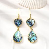 Brass Natural Abalone Shell Dangle Earrings 18K Gold Plated — Costume Jewelry