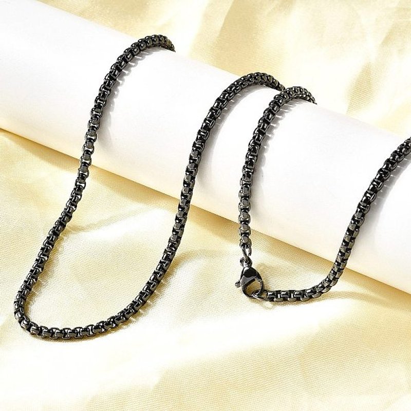 Collier en Acier Inoxydable 201, Chaîne en Boîte, Gunmetal, 27.60 pouces — Collier pendentif