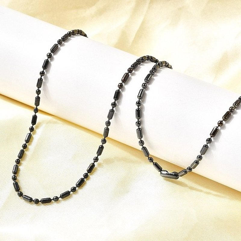 201 Stainless Steel Column Ball Chain Necklace, Gunmetal, 27.56 inch — Pendant Necklace