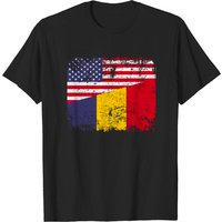 T-Shirt Homme Drapeau Américain Racines Roumaines