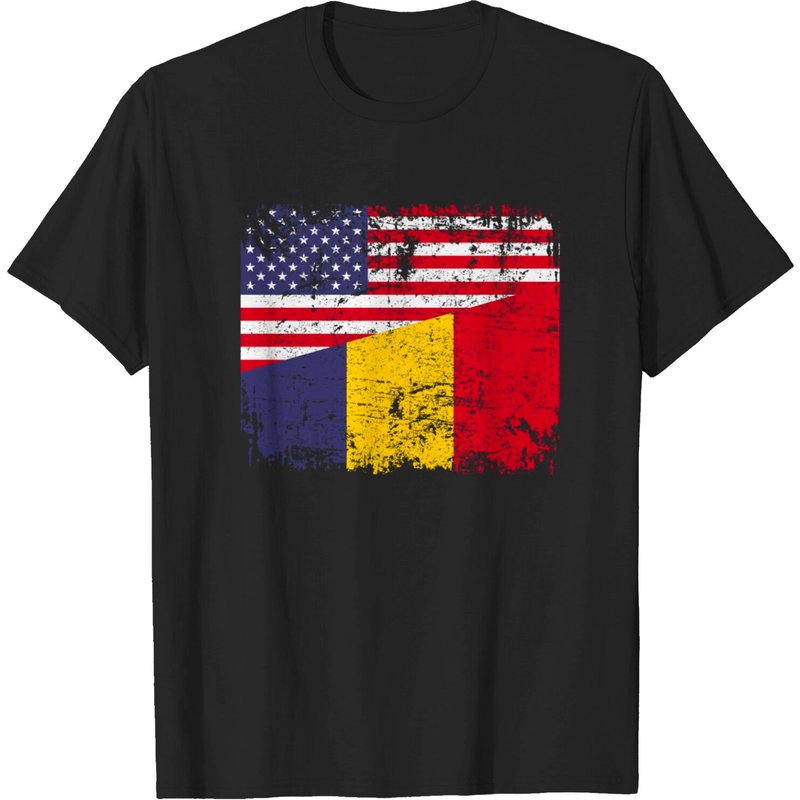 T-Shirt Homme Drapeau Américain Racines Roumaines — T-shirts pour hommes
