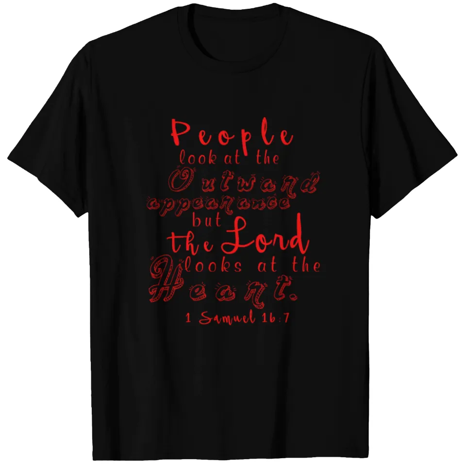 T-shirt lourd pour hommes 1 Samuel 16 7 en noir — T-shirts pour hommes