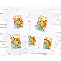 T-shirt personnalisé Pokemon d'anniversaire familial assorti 2022 pour hommes