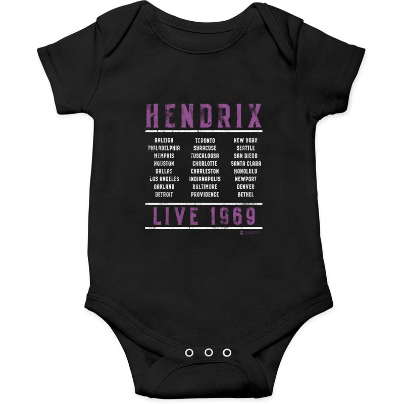 Jimi Hendrix 1969 Tournée Live Graphique Combinaison Manches Courtes Adultes — Bodys bébé