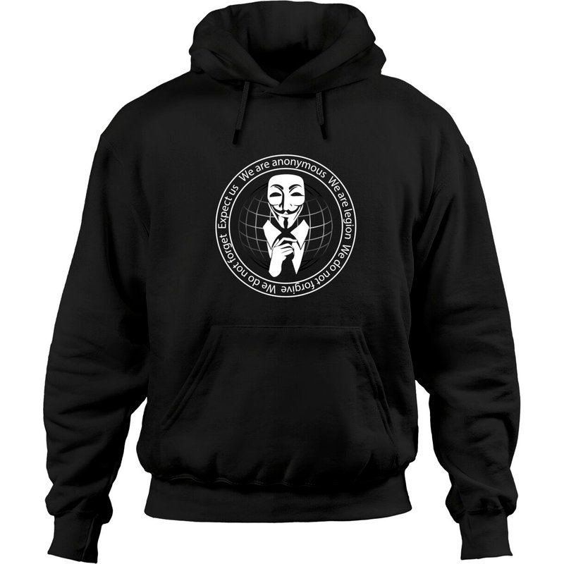 Hoodies Unisex Noirs Anonymous Seal — Sweats à capuche pour hommes