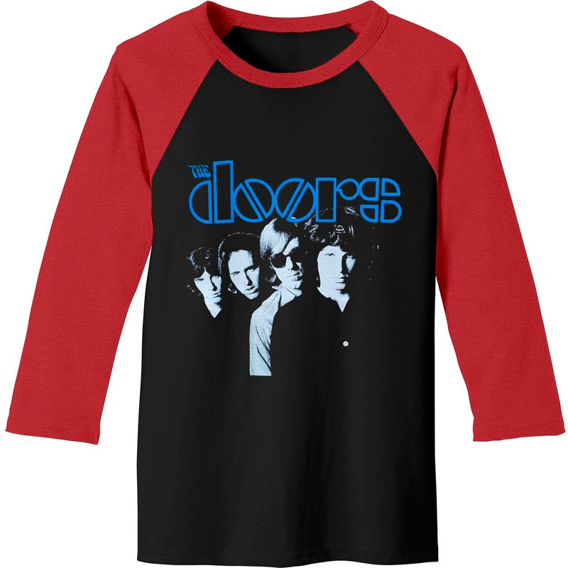 T-Shirts de Baseball pour Hommes The Doors Noir/Rouge — T-shirts pour hommes