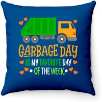 Garbage Truck Throw Pillow - Garbage Day Design