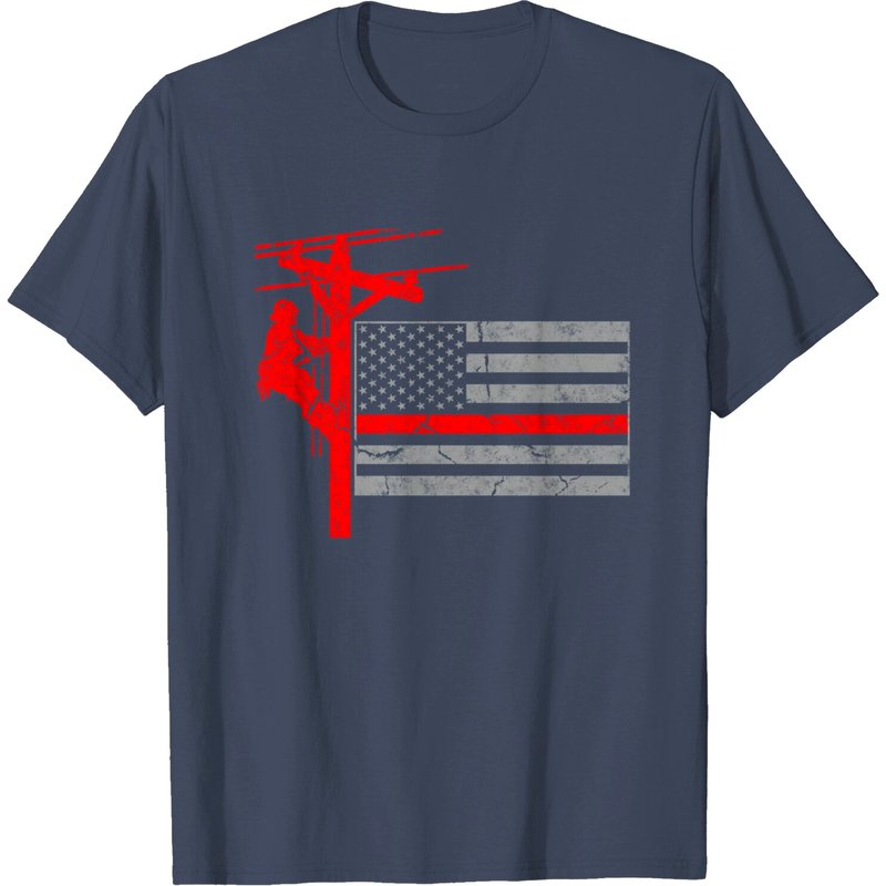 T-shirt Lineman avec design du drapeau américain pour hommes — T-shirts pour hommes