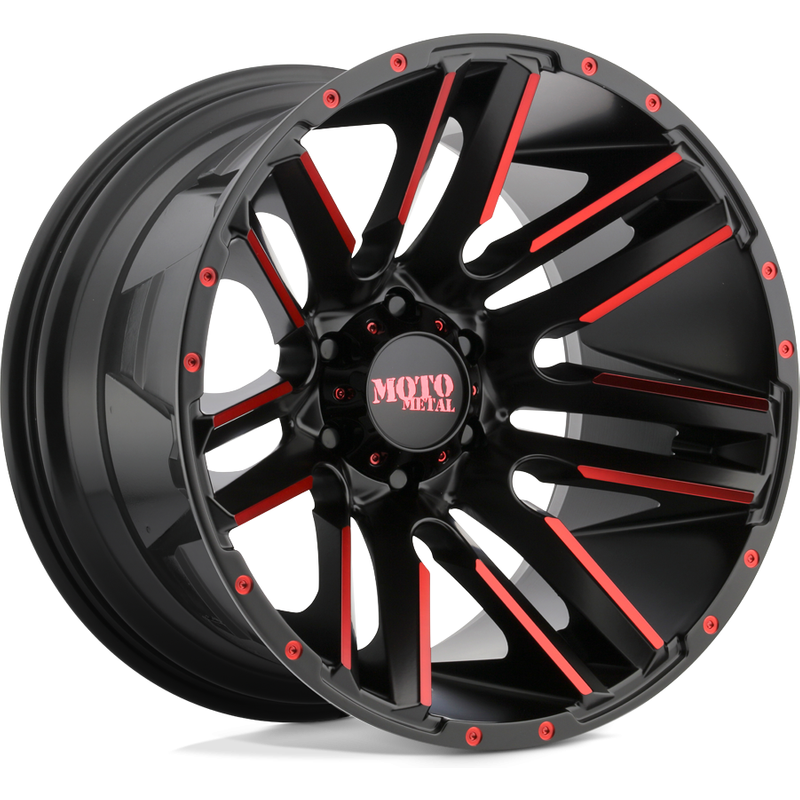 Moto Metal MO978 Razor Satin Black Mach Wheel with Red Tint 20x10 — Wheels & Rims