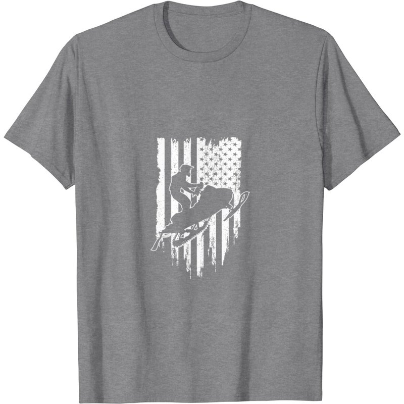 T-Shirt Vintage Drapeau Américain Motoneige pour Hommes — T-shirts pour hommes