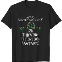Merry Winter Solstice T Shirt for Men in Black — Mens T Shirts