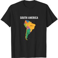 T-shirt pour hommes avec carte de l'Amérique du Sud