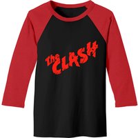 T-shirt de baseball à manches 3/4 avec logo rouge rayé The Clash pour hommes