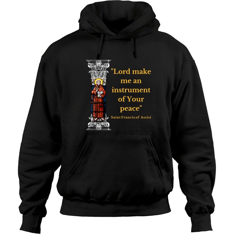 Sweat à capuche St François d'Assise prière pour unisexe noir — Sweats à capuche pour hommes