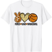 T-shirt pour hommes Peace Love Basketball Heart Ball Équipe — T-shirts pour hommes