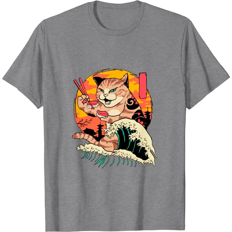 Sushi Cat Japanese Fish Food T-Shirt for Men