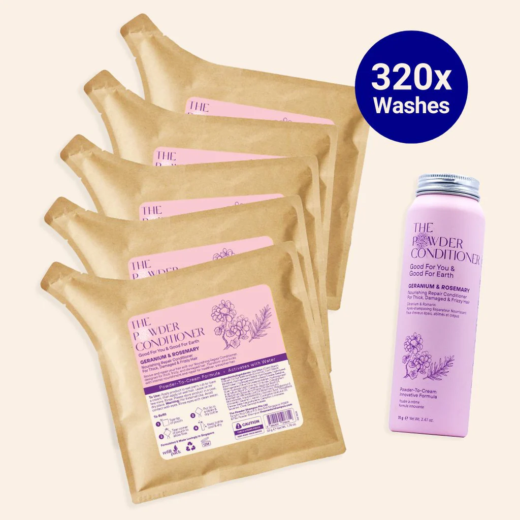 1 an d'approvisionnement (320x lavages) après-shampooing réparateur nourrissant pour cheveux épais, abîmés et crépus géranium et romarin