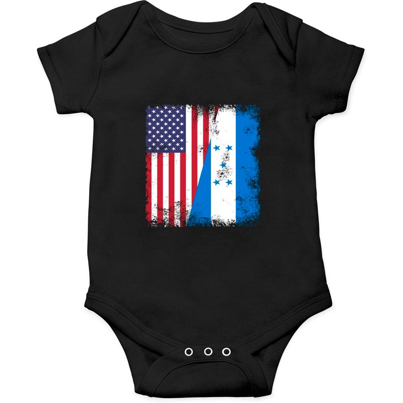 Half Honduran Flag Vintage Honduras USA Gift Pullover Onesie — Baby Onesies