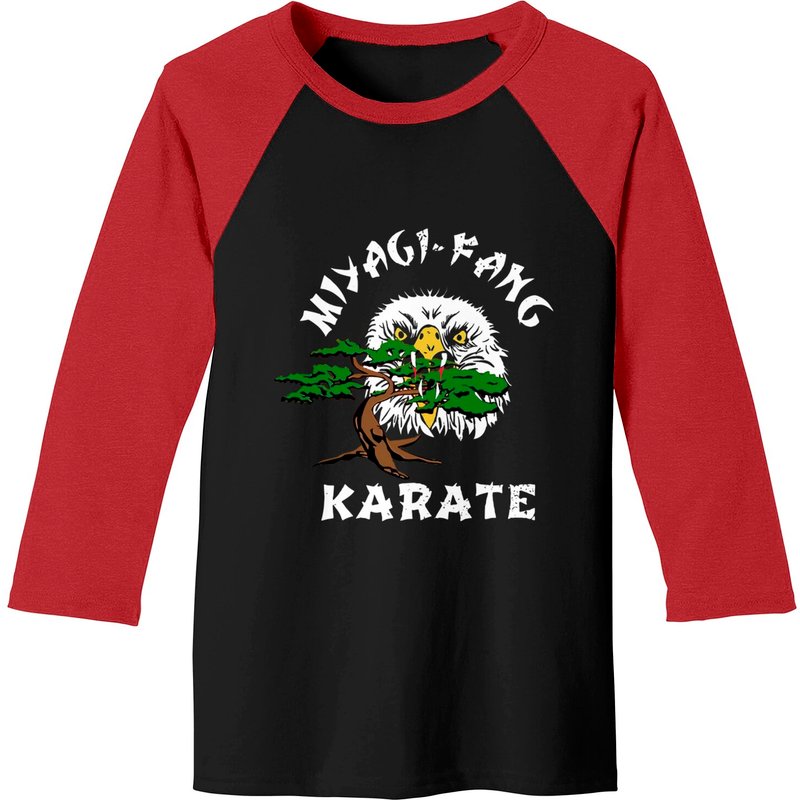 Cobra Kai Miyagi Fang Men's Baseball Tee Black/Red — Mens T Shirts