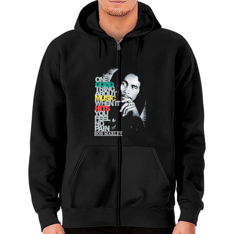 Hoodie à fermeture éclair Bob Marley Good Music Hits pour unisexe — Sweats à capuche pour hommes
