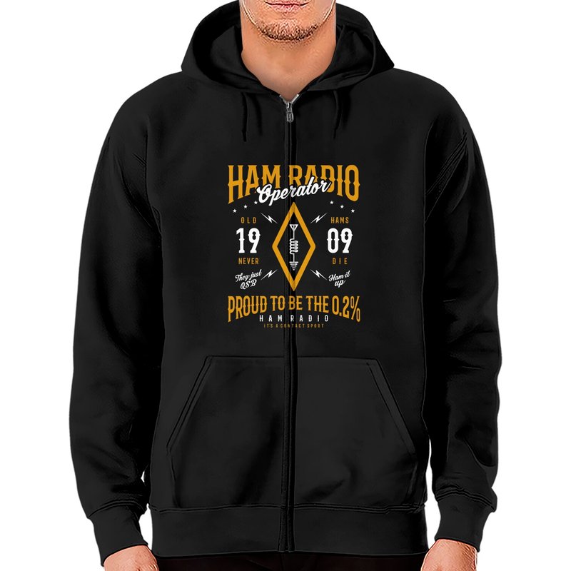 Hoodie Zippé Unisexe Funny Ham Radio — Sweats à capuche pour hommes