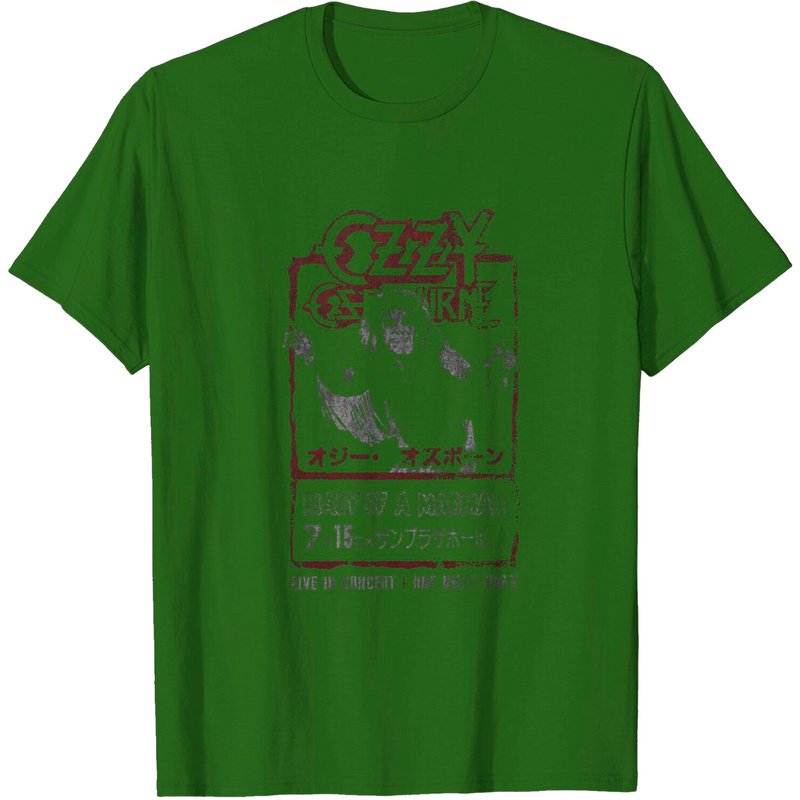 Ozzy Osbourne Unisex Fashion Tee: Japan Flyer Vintage Finish — Mens T Shirts