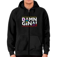 Damn Gina Hoodie zippé distressed des années 90 pour unisex — Sweats à capuche pour hommes