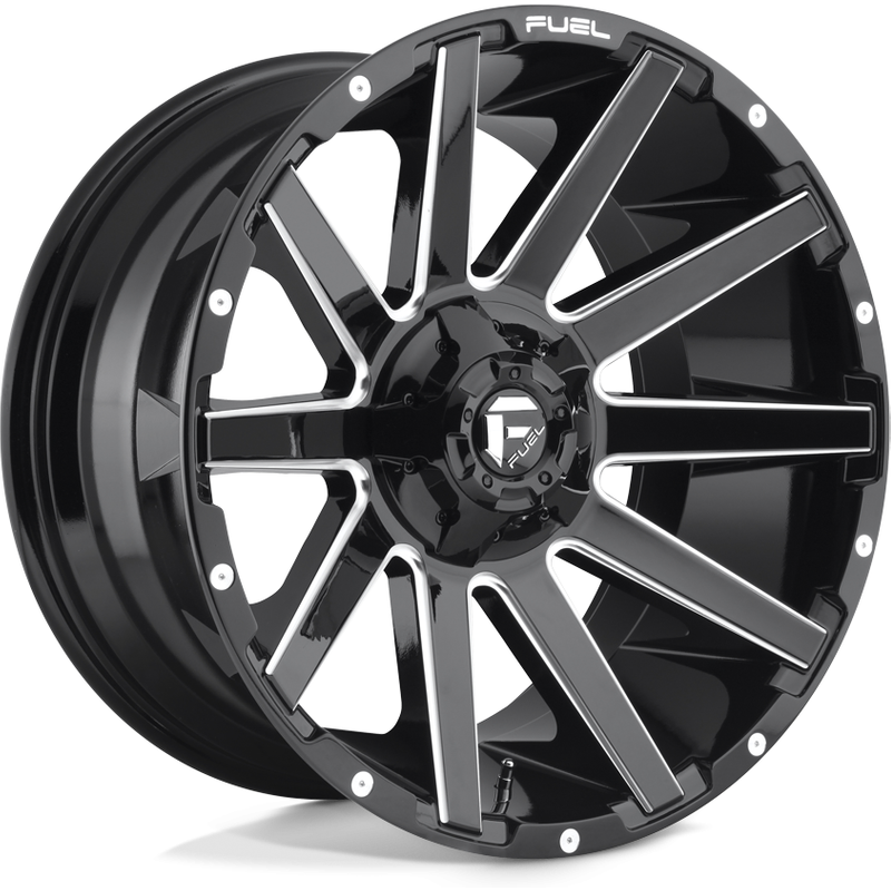 Roues Fuel D615 Contra Gloss Black Milled - 20x10 - 8x170 -18 Offset — Roues et jantes