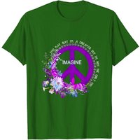 Imagine You May Say I'm A Dreamer T-Shirt Hippie avec Signe de Paix — T-shirts pour hommes