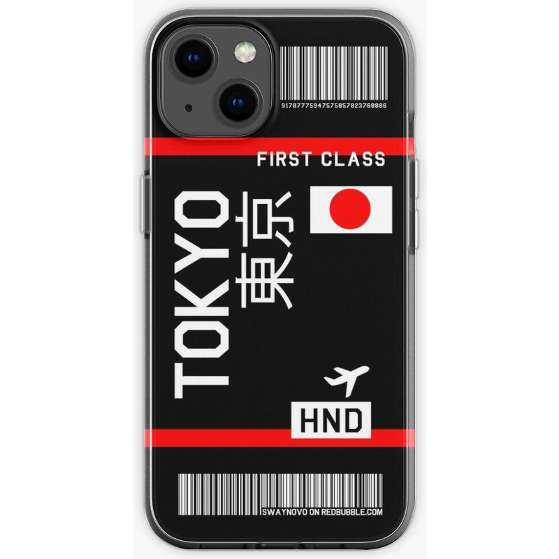 Coque iPhone Flight Ticket Tokyo Noire — Coque de téléphone