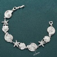Brass Micro Pave Clear Cubic Zirconia Starfish & Shell Bracelet — Bracelet Women