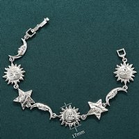 Bracelet en Lien en Laiton pour Femmes avec Design de Soleil, Lune et Étoile — Bracelet Femme