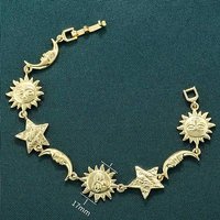 Brass Link Bracelet for Women with Sun, Moon, and Star Design — Bracelet Women