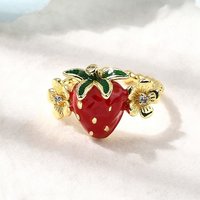 Brass Micro Pave Cubic Zirconia Cuff Ring with Enamel, 18K Gold Plated