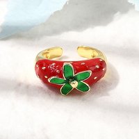 Brass Adjustable Cuff Rings with Enamel and 18K Gold Plating