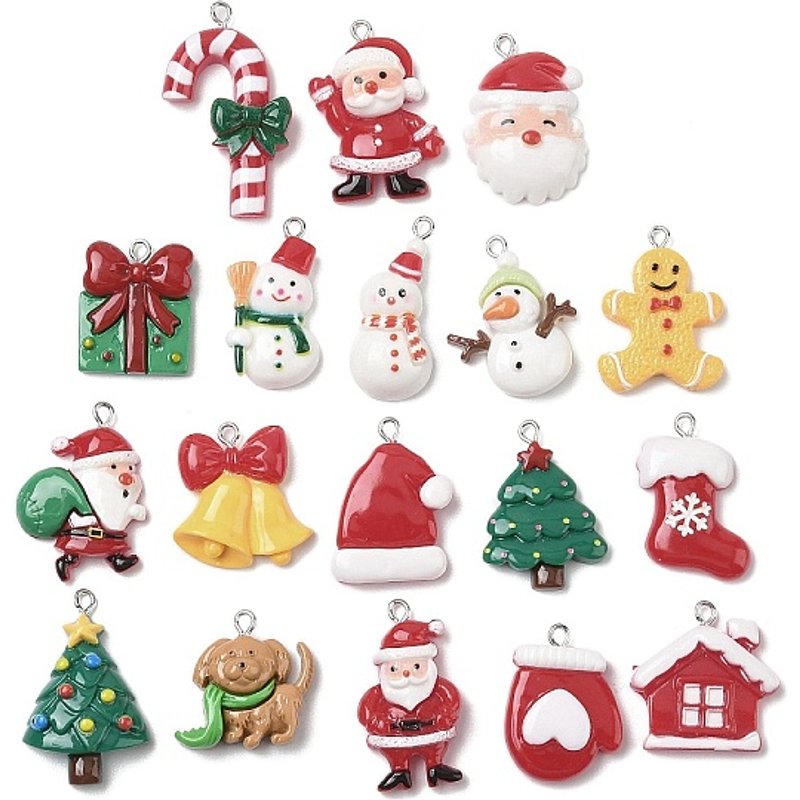 Christmas Theme Opaque Resin Pendants with Platinum Iron Loop — Charms & Pendants