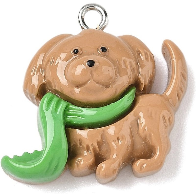 Christmas Dog Opaque Resin Pendant with Platinum Iron Loop — Charms & Pendants