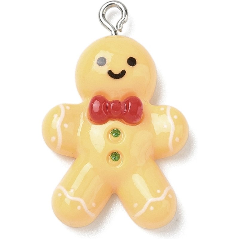 Christmas Gingerbread Man Opaque Resin Pendant with Platinum Loop — Charms & Pendants