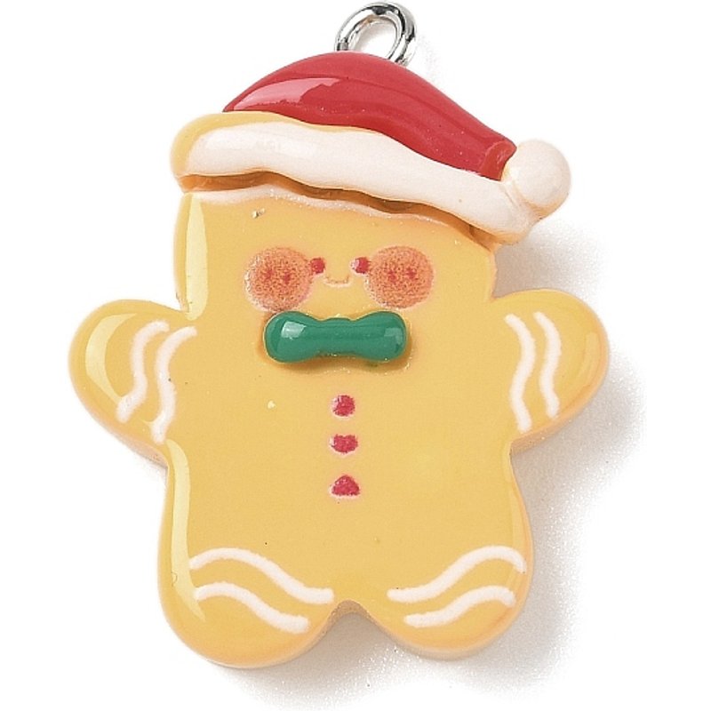 Christmas Gingerbread Man Opaque Resin Pendant with Platinum Loop — Charms & Pendants