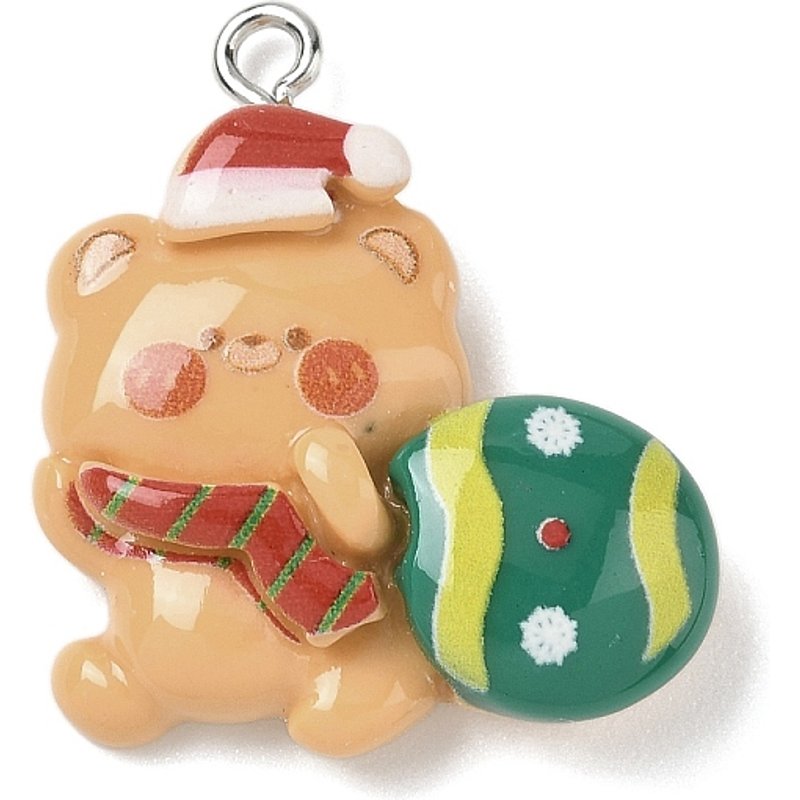 Pendentif Opaque en Résine Thème Noël avec Boucle en Fer Platine — Breloques et pendentifs