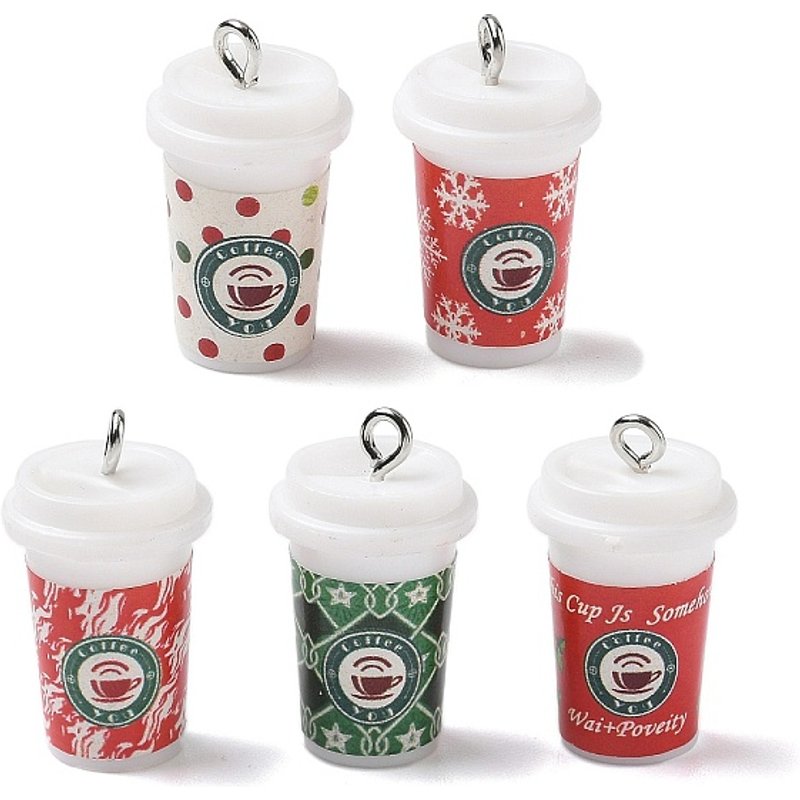 Pendentif en Résine Opaque Thème Noël - Tasse de Café avec Boucle — Breloques et pendentifs